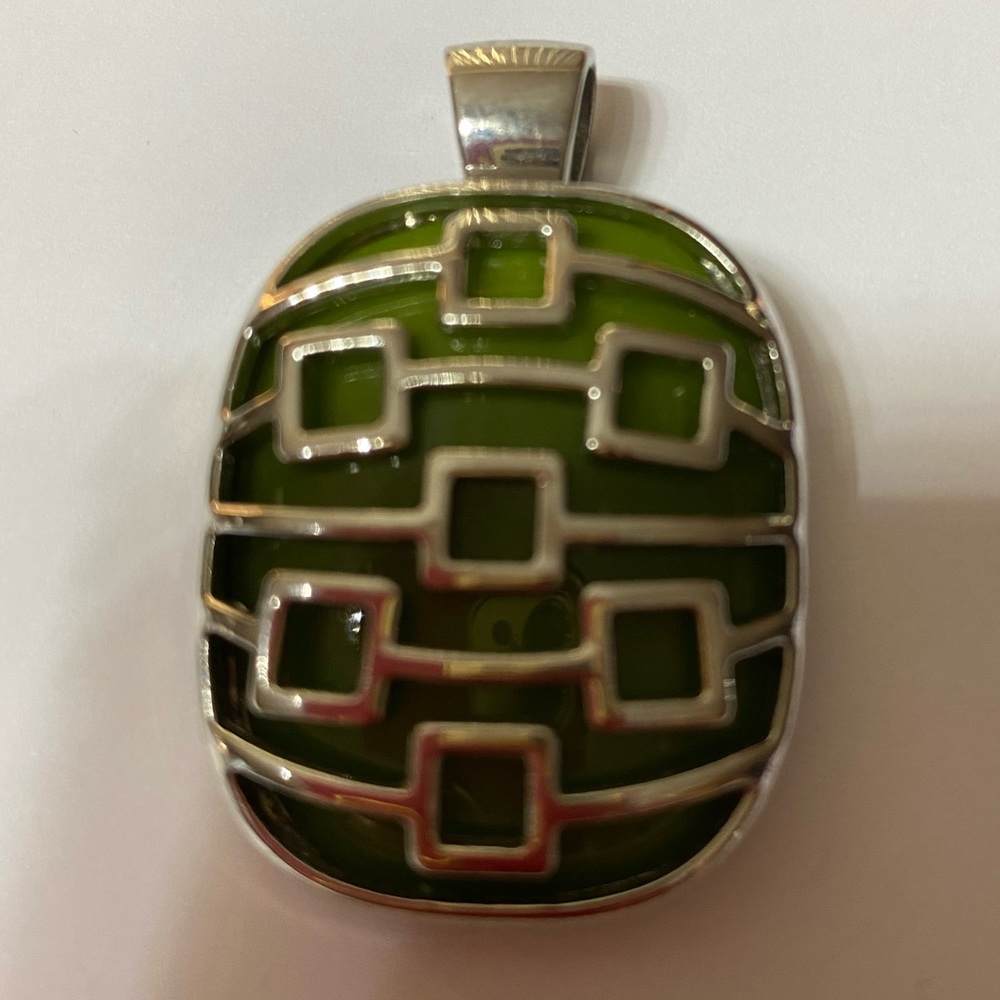 Lia Sophia Silver-tone green stone statement pendant